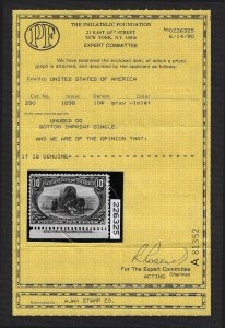 U.S. #290 MNH; 10c Trans Miss - Hardship of Emigration - PF Certificate (1898)