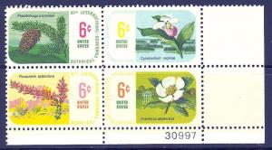 U. S.  1376-1379a mnh - plate block SCV $ 1.75 (RS)