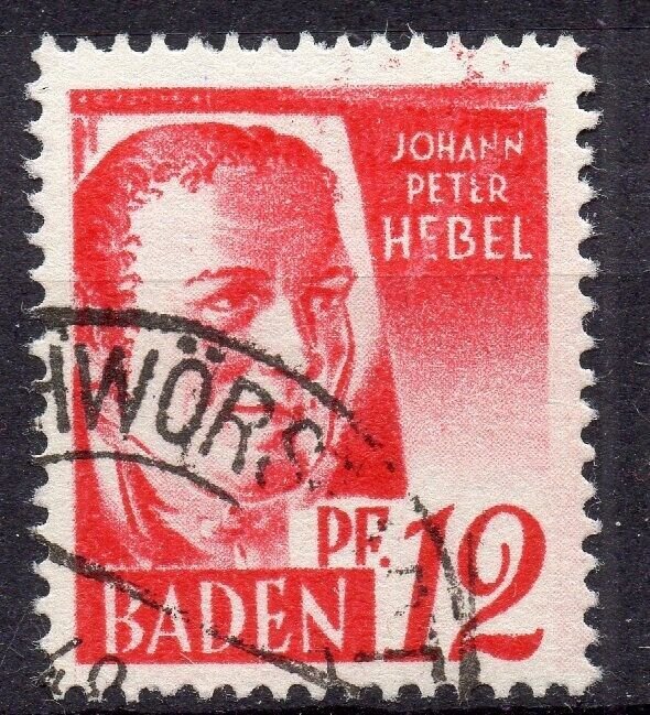 Germany Baden 1948 Early Issue Fine Used 12pf. NW-05460