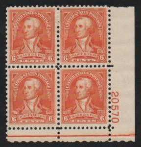 USA #711 VF/XF OG NH, Plate Block of 4, eye popping color! SELECT! Retail $70