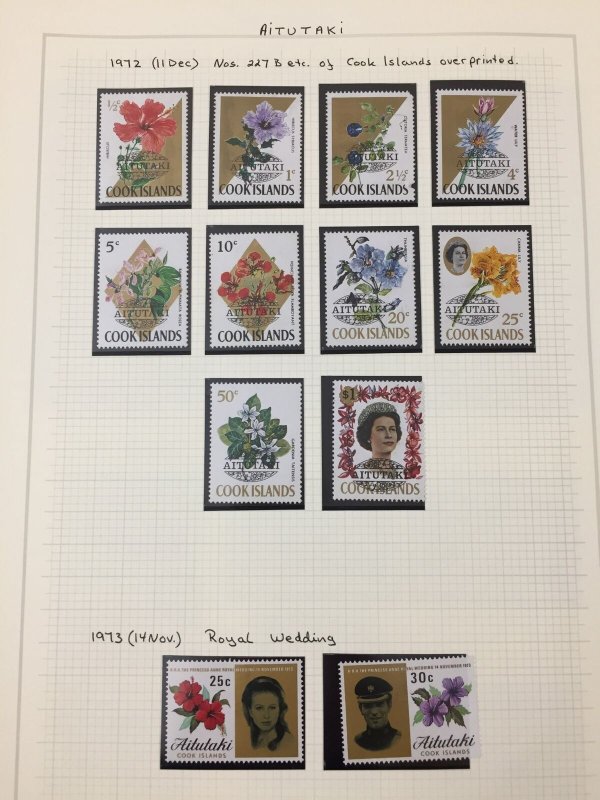 Cook Island Aitutaki 1972/77 Flowers Royalty Art MH To $5 (Apx 140+) CP3930