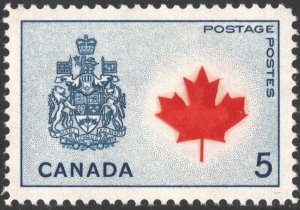 Canada SC#429A 5¢ Maple Leaf and Arms of Canada (1966) MNH