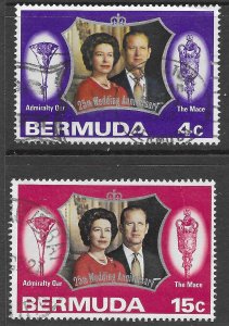 Bermuda Scott 296-297, Used, Silver Wedding set of 1972