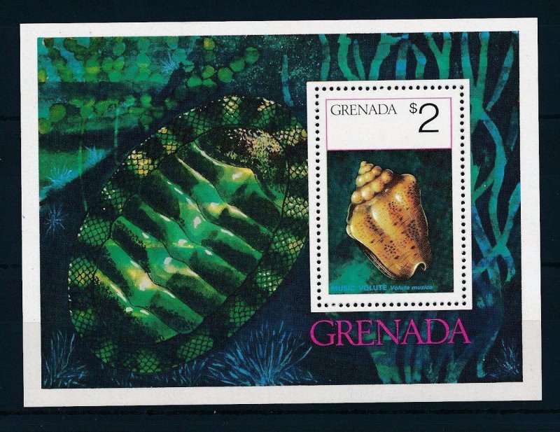 [32190] Grenada 1975 Marine life sea snail Music Volute Souvenir Sheet MNH