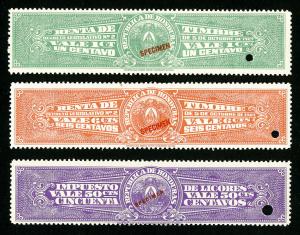 Honduras Stamps XF OG NH Specimen Set of 3