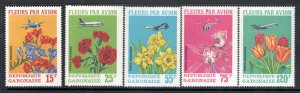 GABON  MNH VF Flowers and Plane