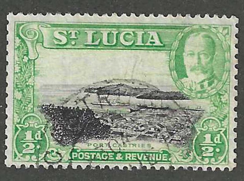 St. Lucia, 1936, Scott #95a, King George V, 1/2 light green, perf. 13 x 12, Used