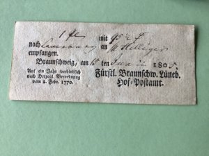 Germany Braunschweig  post office 1805 postal note Ref A1612