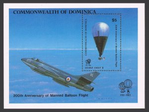 Dominica 809, MNH. Mi Bl.83. Manned Balloon Flight-200, 1983. Double Eagle II.