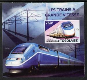 Togo 2014 High-Speed Trains #4 imperf deluxe sheetlet unm...