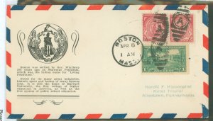 US 682 1930 2c Massachusetts Bay Colony, State Seal Pair On An Addressed FDC With A Boston, MA Cancel And A Stroutzenberg Cachet