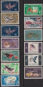 FR NEW HEBRIDES Sc # 112-23 VLH BIRDS & MARINE LIFE, ETC