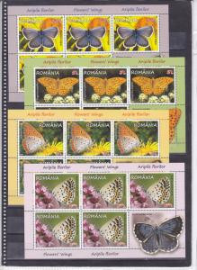 ROMANIA 2016 STAMPS Butterfly Nature Flowers MNH POST sheets