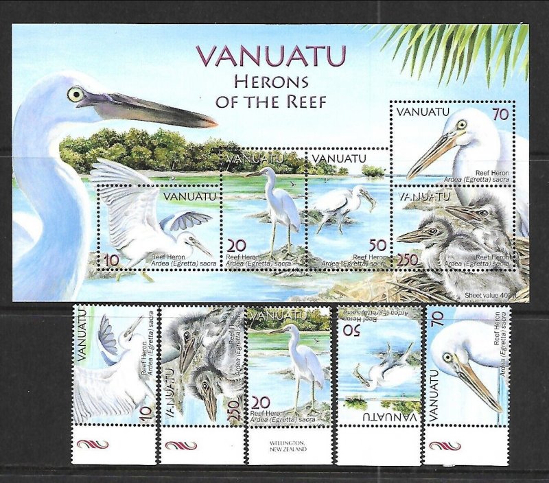 VANUATU Sc 914-18+918A NH issue of 2007 - SET+SOUVENIR SHEET - BIRDS 