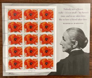 3069 Georgia O’Keeffe, Artist,   MNH  32¢ sheet of 15   FV $4.80 1996