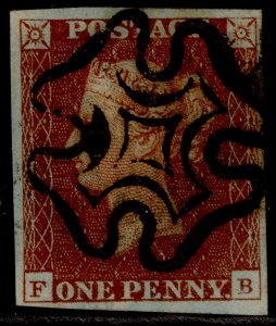 GB QV SG10, 1d DEEP red-brown BLACK MX PLATE 12, FINE USED. Cat £90. FB