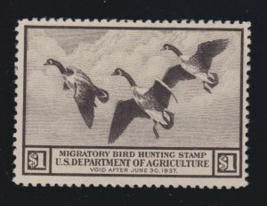 US RW3 $1 Federal Duck Stamp Mint VF OG H SCV $150