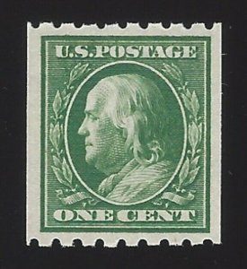 1910 1c Benjamin Franklin, Green, Coil Scott 390 Mint F/VF NH