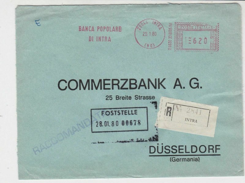 Italy 1980 Popbank to Commerzbank Registered Machine Cancel Stamps CoverRef24628