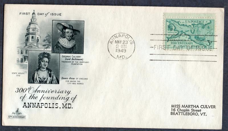 US Scott #984 Annapolis MD FDC (1949)