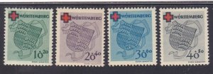 Wurttemberg 8NB1-B4 MNH OG 1949 Arms of Wurttemberg Occupation Set Scv $120.00
