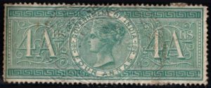 1868 India Revenue 4 Annas Queen Victoria Special Adhesive Used