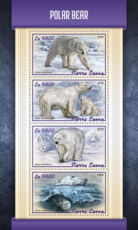 Sierra Leone 2018 MNH Polar Bear 4v M/S Wild Animals Bears Stamps 