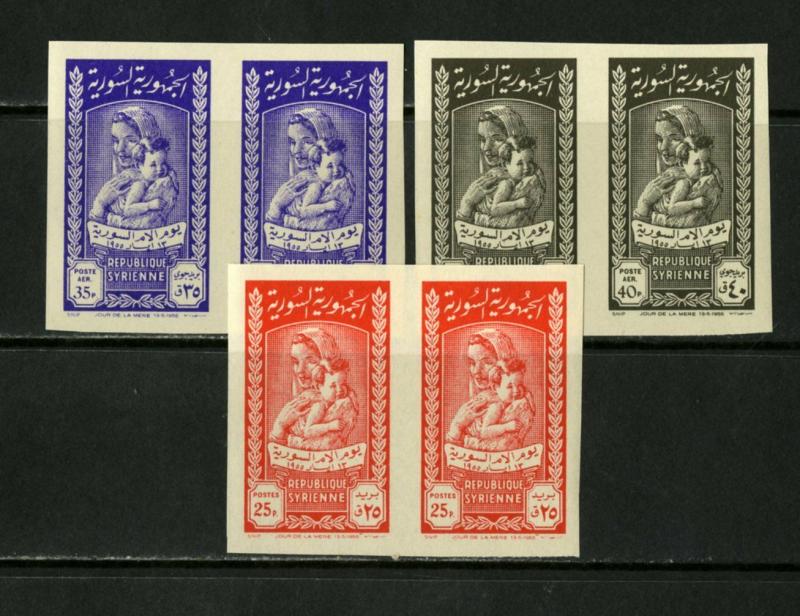 Syria Stamps # 391+C194-5 XF OG NH Imperf Pairs