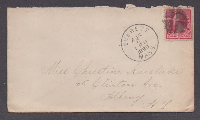 **US 19th Century Cover, SC# 220, Everett, MA, 8/6/1890 CDS To NY