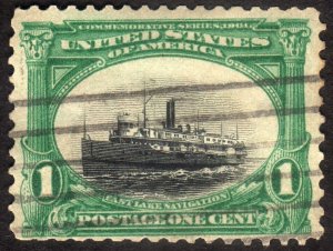 1901, US 1c, Fast Lake Navigation, Used, Sinking Ship var., Sc 294
