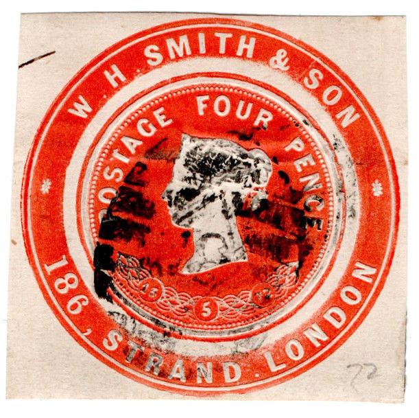 (I.B) QV Postal : Newspaper Wrapper - WH Smith & Son 4d (Advertising Ring)