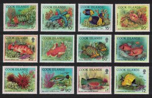 Cook Is. Fish Crabs Corals Reef Life 12v COMPLETE small 1992 MNH