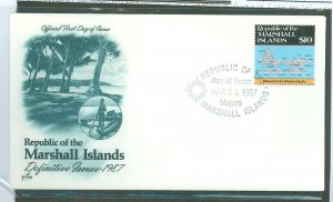 Marshall Islands 109 $10 high value definitive (map) on an unaddressed FDC with an Artcraft cachet