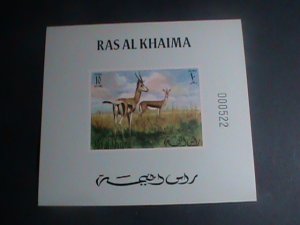 ​RAS AL KHAIMA- ENDANGER ANIMALS-DEER-MNH IMPERF- S/S VERY FINE VERY LIMITED