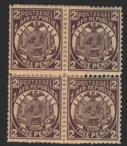 Transvaal Sc#125 MNH - Block of 4  - Selvedge folded behind and stuck to stamps