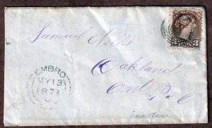 Small Queen #37 on Early 1873 Cover   (297)