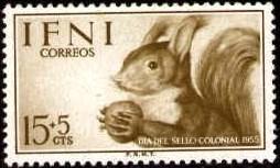 Squirrel Holding Nut, IFNI stamp SC#B24 MNH