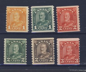 6x Canada Arch Coil Stamp Set #178 to #183 4x MNH 2x MH Guide Value = $87.50