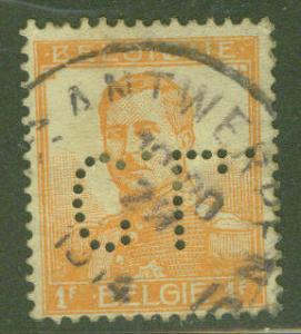 Belgium Scott 100 used perfin