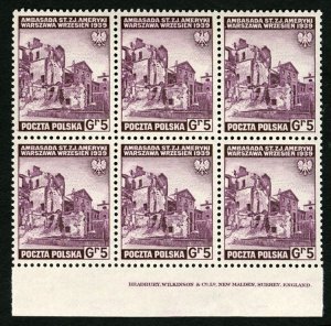 Poland 3K1-6, $210, 1941 Government in Exile, blocks of six, never hinged