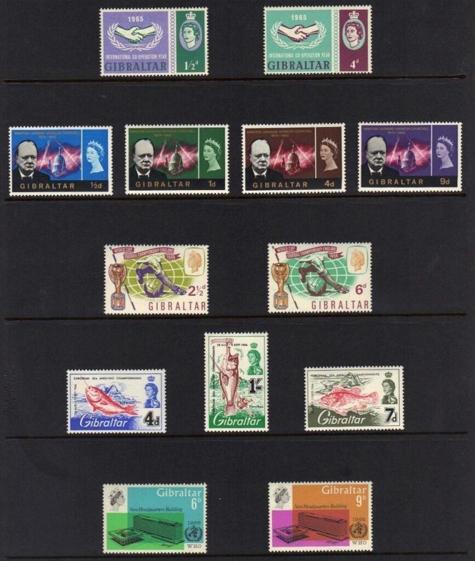 GIBRALTAR 1950-1966 COLL. OF 77 MINT NH INCOMPLETE SETS INC. SG 160-173, 200-213