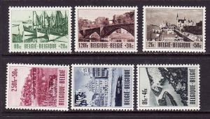 Belgium-Sc#B538-43-unused NH set-Bridges-Tourism-Waterfronts-1953-