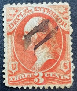 Scott#: O17 - Interior: Washington 3¢ 1873 Mint Used Single Stamp - Lot B2