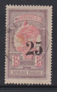Martinique #107 used 1920 Martinique woman surcharge 25c on 15c