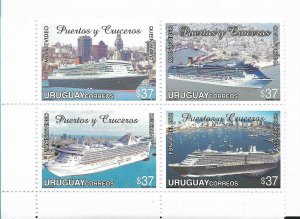 URUGUAY YEAR 2006, PORTS AND CRUISE SHIPS, TRANSPORT, SAILING SHIPS BLOCK OF 4