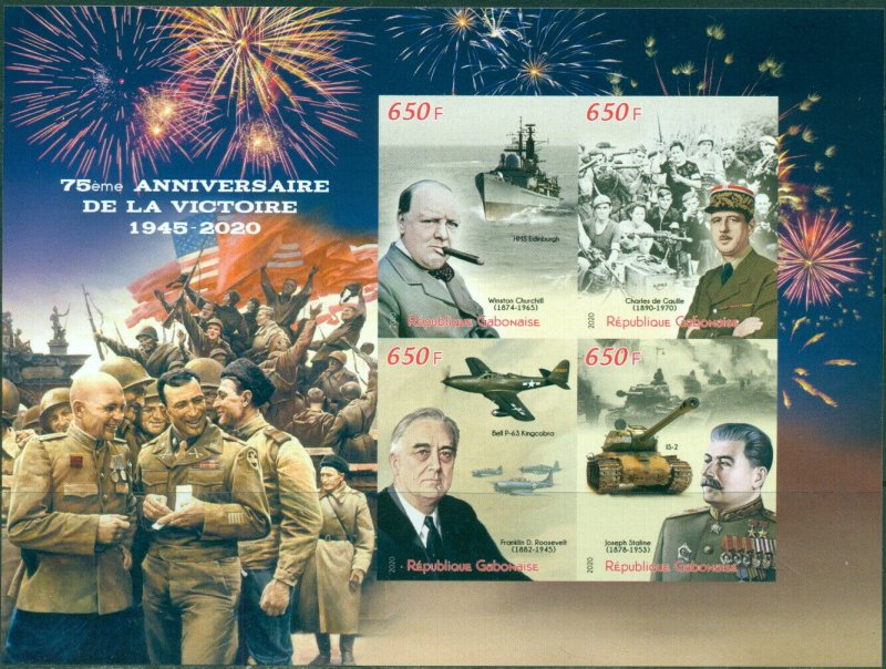 75th ANNIVERSARY WORLD WAR II CHURCHILL STALIN MNH STAMP SET IMPERFORATED