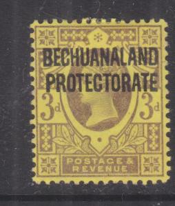 BECHUANALAND PROTECTORATE, 1897 QV 3d. Purple on Yellow, slight paper on reverse