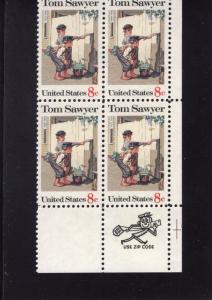 1470 Tom Sawyer, MNH LR-ZIP blk/4, CV $1.00