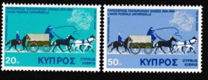 Cyprus # 434-435, UPU Centennial, Mail Coach, Mint NH, 1/2 Cat