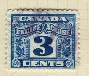 CANADA; Early 1900s Canada Excise Revenue issue fine used 3c. value